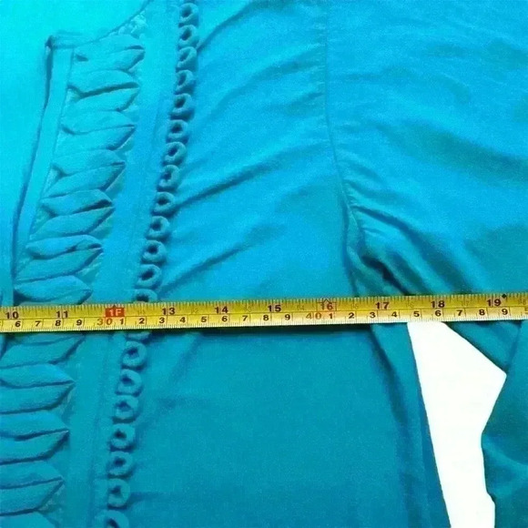 DVF iliana embellished blue peasant v neck‎ top - Picture 4 of 7